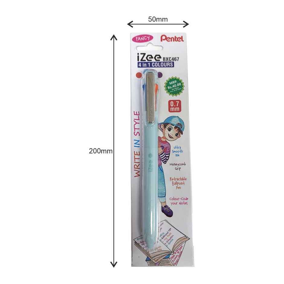 Pentel 4 in 1 Ball Pen Single Light Blue Body Orange Pink Sy Blue Violet Ink