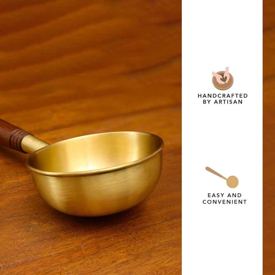 Ellementry Arra Brass Tadka Pan With Wooden Handle