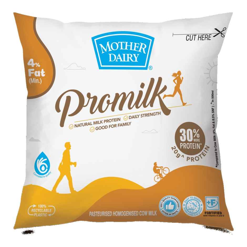 Mother Dairy Promilk | Protein Fresh Milk | 20g Protein | Pouch