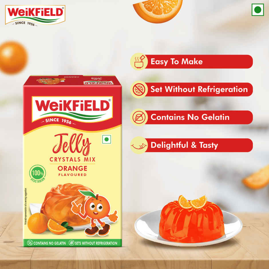 Weikfield Jelly Crystals Strawberry Flavour Carton(90gms), Weikfield Jelly Crystals Raspberry Flavour Carton(90gms) & Weikfield Jelly Crystals Mango Flavour Carton(90gms) Weikfield Jelly Crystals Delicious Orange Flavor Carton(90gms) Combo