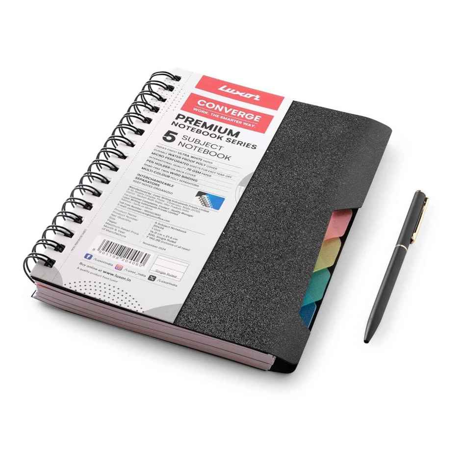 Luxor 5 Subject Notebook | A5, Single Ruled,70 gsm | Pages -300 | Ideal for Profesionals & Students