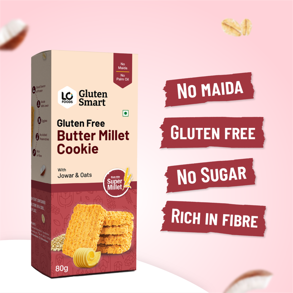 Lo Foods Gluten Free Butter Millet Cookies Biscuit |No Maida