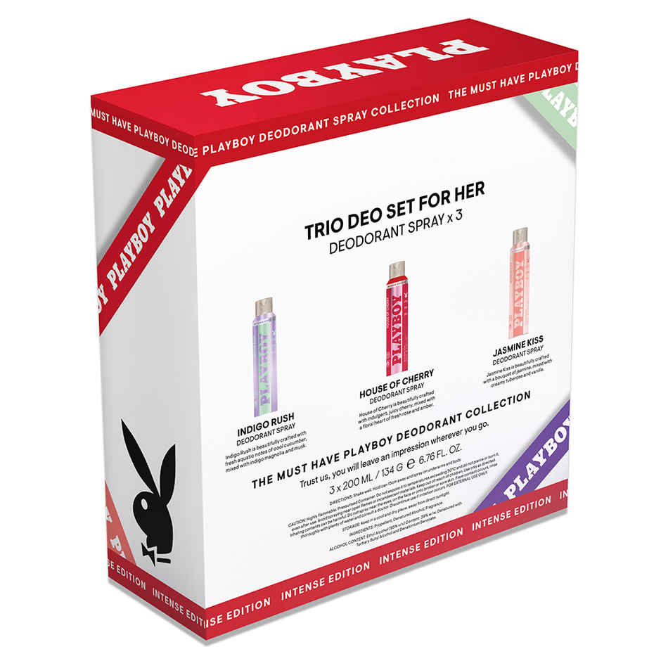Playboy Trio Deo Set | House Of Cherry | Indigo Rush  & Jasmine Kiss For Women For Her