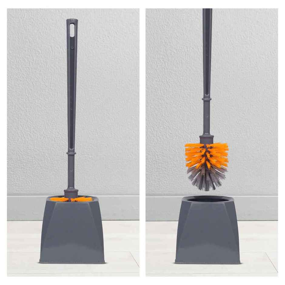 Chakaachak Glide | Toilet Brush with Container | Grey, Orange