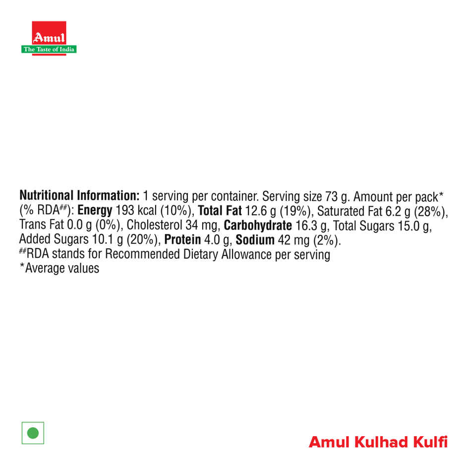 Amul Kulhad Kulfi Ice Cream