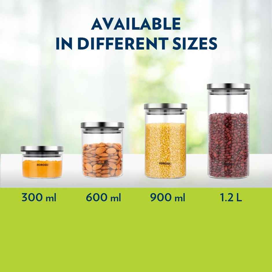 Borosil Classic Jar With Airtight Lid (1200 ml) | Borosilicate Glass