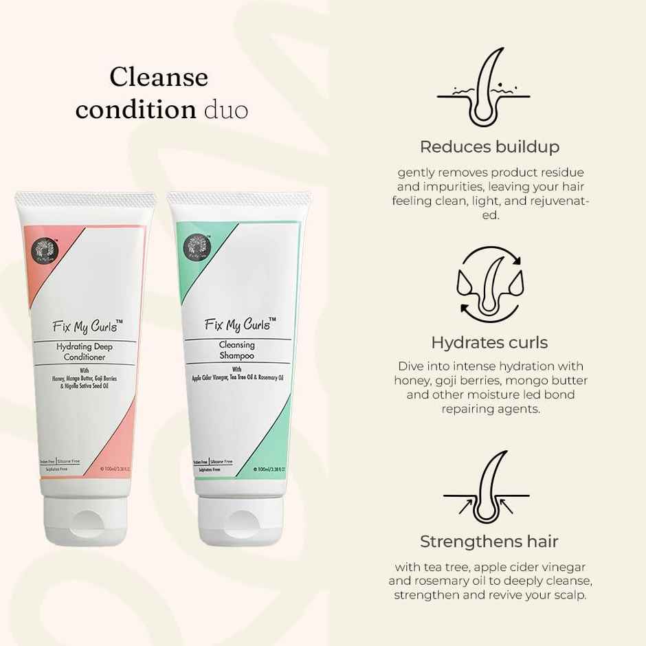 Fix My Curls Shampoo & Condition Bundle | To Cleanse, Clarify & Hydrate Curly, Dry & Wavy Hair
