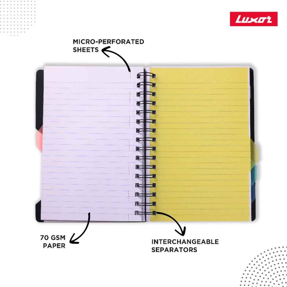 Luxor 5 Subject Notebook | A4, Single Ruled | 70 GSM | Pages - 300