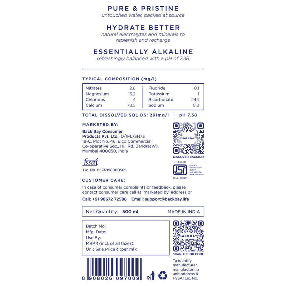 Backbay Aqua Himalayan Mineral Water | Naturally Occurring Electrolytes | Eco-Friendly | Hydrating