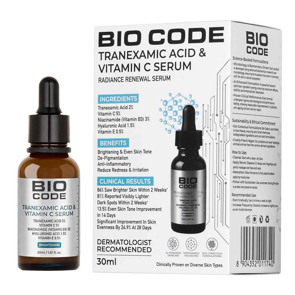 Bio Code Radiance Renewal Serum - Tranexamic Acid & Vitamin C | AI-Enhanced Brightening Formula