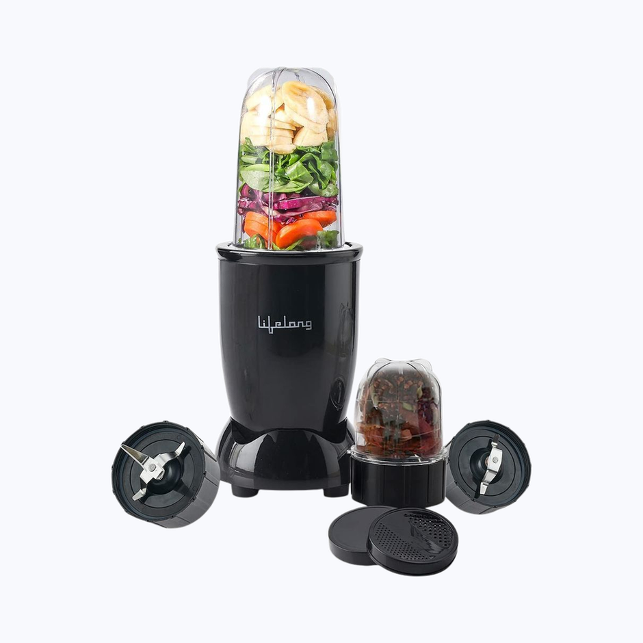Lifelong Regalia PowerNutri (LLNBB001) Mixer/Grinder/Blender/Shaker, 2 Stainless Steel Blades,2 Unbreakable Jars, 450 W Powerful Copper Motor - Black