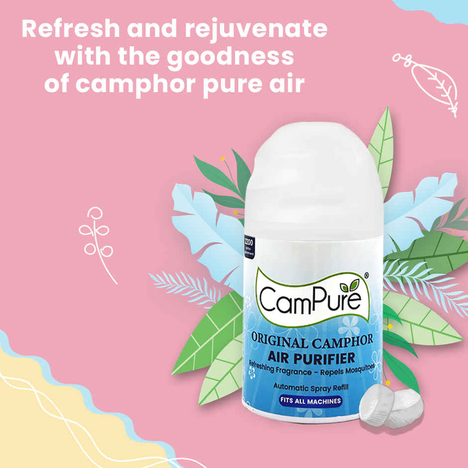 Campure Camphor /Kapur Air Freshner Automatic Spray | Machine + Orginal Refill
