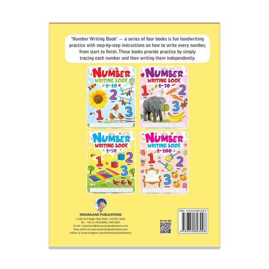 Dreamland Number Writing Book 1 to 50 for Kids Age 3 to 7