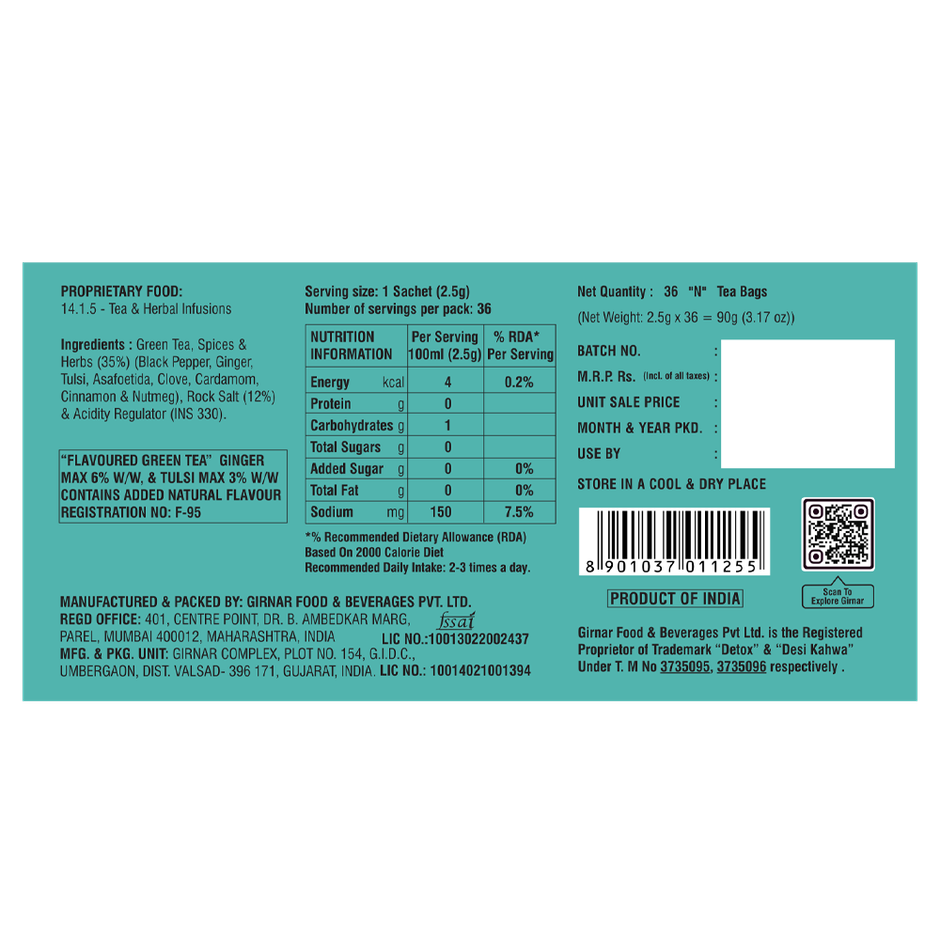 Girnar Detox Desi Kahwa Green Tea Bags