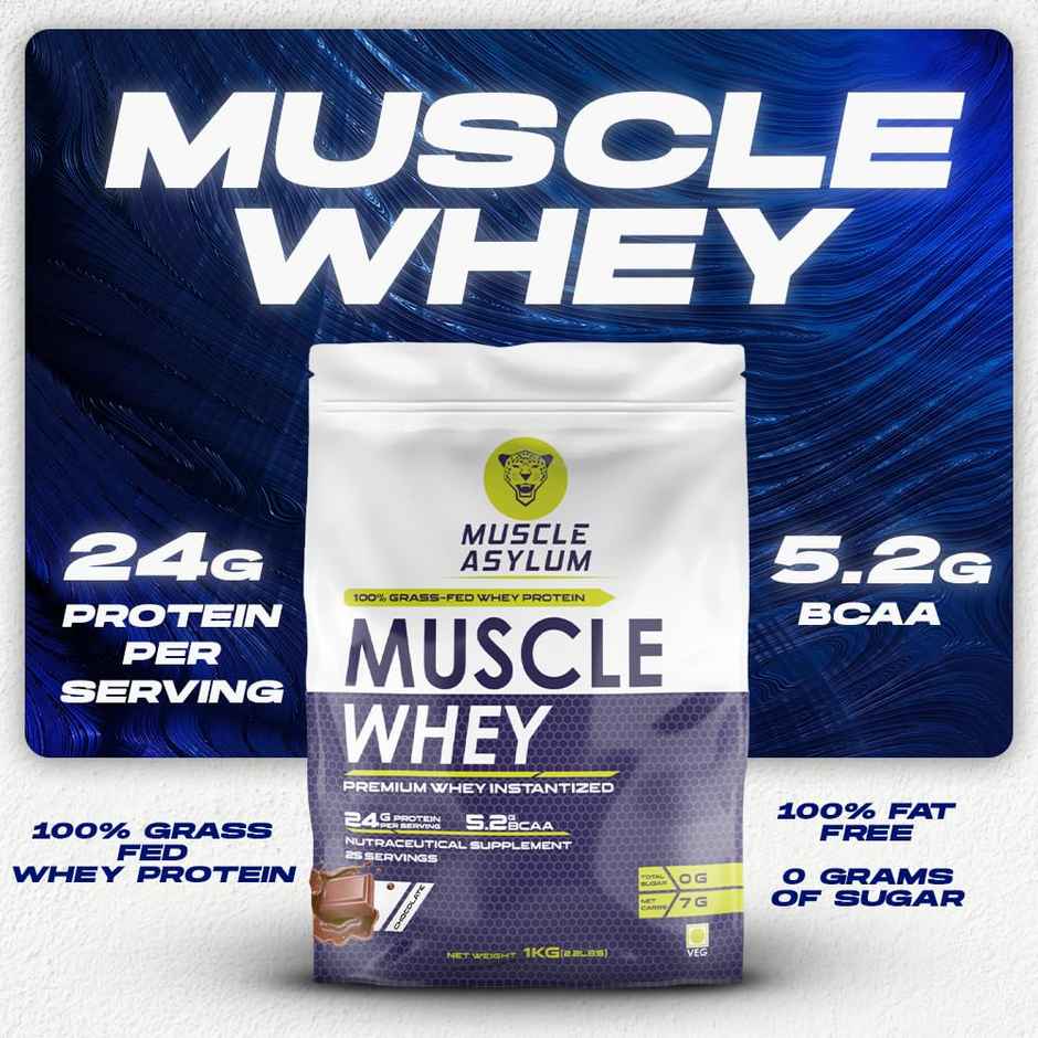 Muscle Asylum Muscle Whey Complete Whey Protein - 24G Protein, 5.29G Bcaa -25 Servings Chocolate