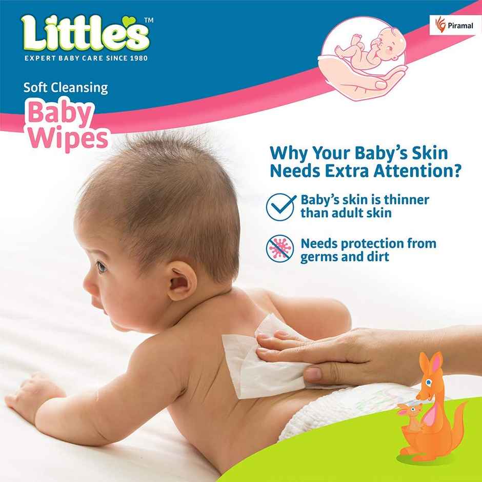 Littles Expert Baby Care Soft Cleansing Baby Wipes with Lid|Extra Thick & Moist Wet Wipes for Babys
