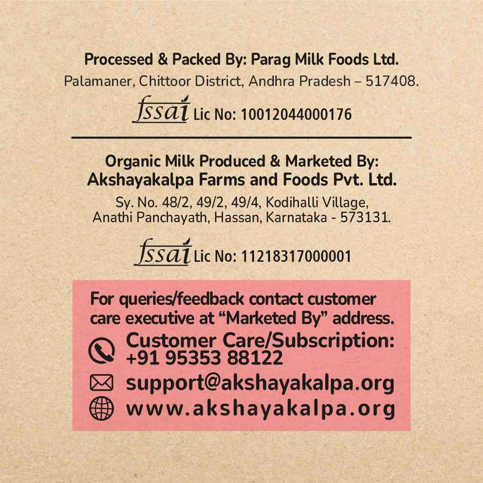 Akshayakalpa Organic Slim Milk - Uht
