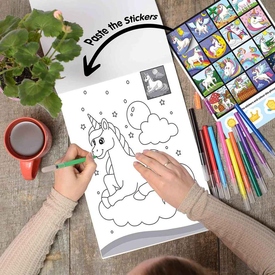 Copy to Colour Unicorn With Stickers Book for Kids | Ages 3-12 - Coloring Adventure for Kids