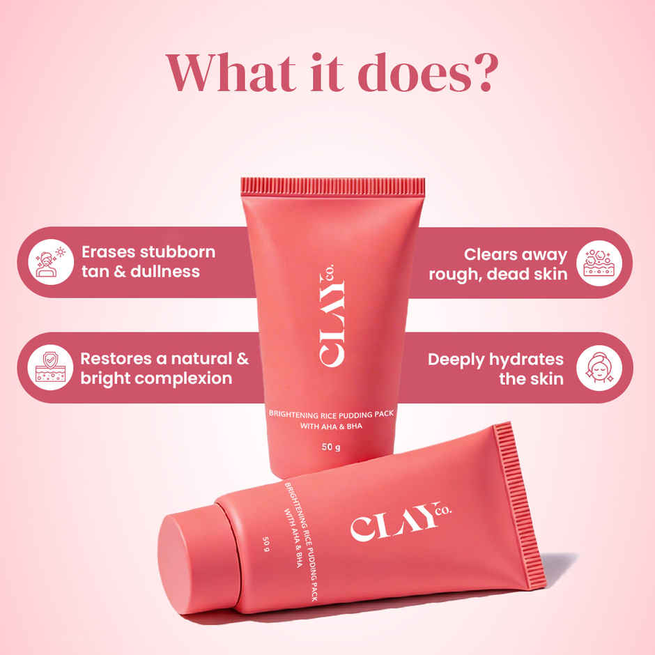 Clayco Detan/Brightening Rice Pack With AHA & BHA For Tan Removal | 50G