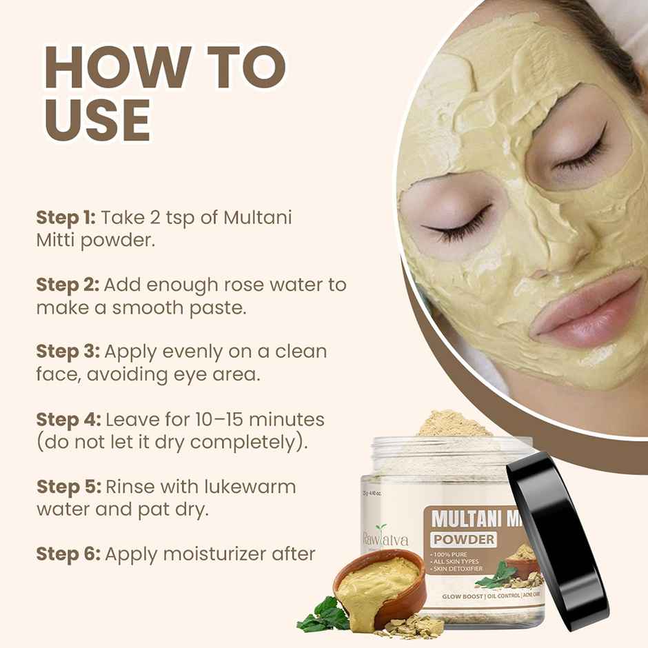 Rawtatva | Multani Mitti Powder For Skin And Hair | Controls Acne & Excess Oil