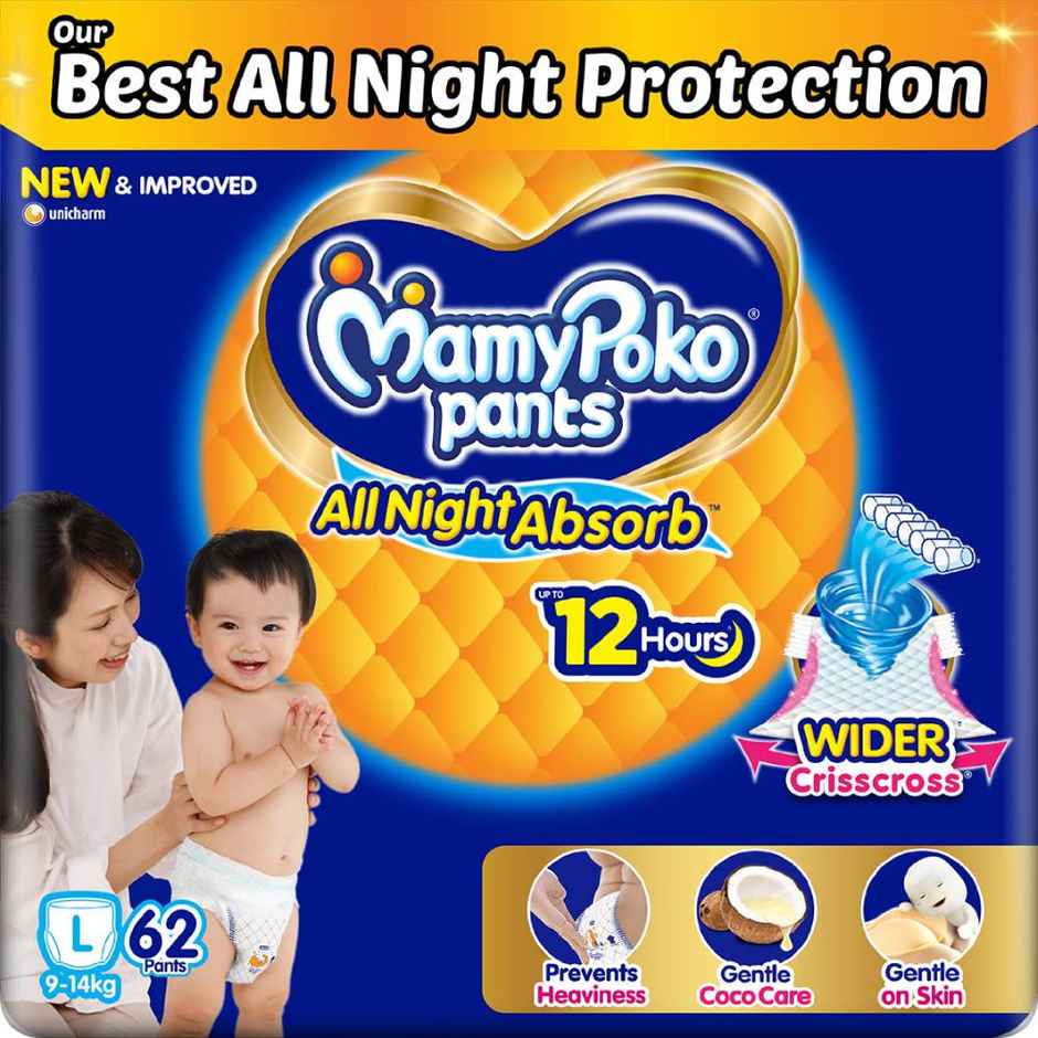Mamypoko Pants All Night Absorb Pant-Style Baby Diapers | Size M (7-12 kg)