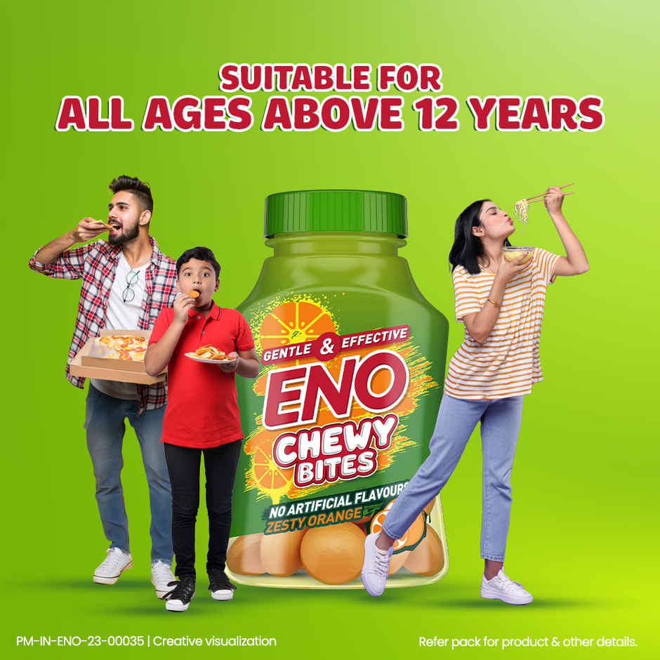 ENO Chewy Bites Tasty Chewable Antacid For Gentle & Effective Relief From Acidity Zesty Orange Combo  