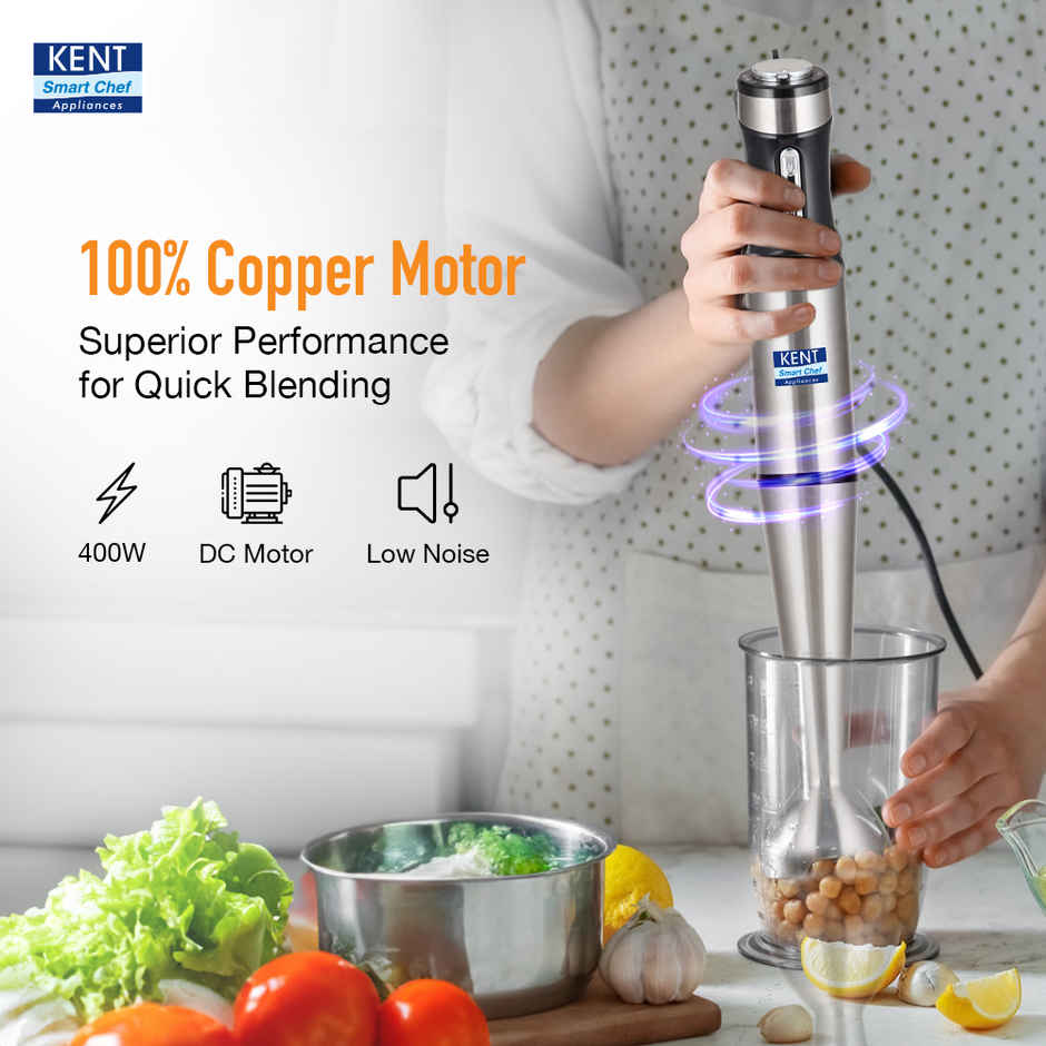 Kent 16044 Hand Blender Stainless Steel 400W | Variable Speed Control | Low Noise Operation