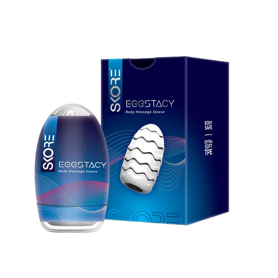 Skore Eggstacy Self-Pleasure | Massage Sleeve For Men (1pc) & Skore Hardrock Gel For Increased Harness | Skin Friendly Non-Sticky Natural Blend For Men (30ml) Combo