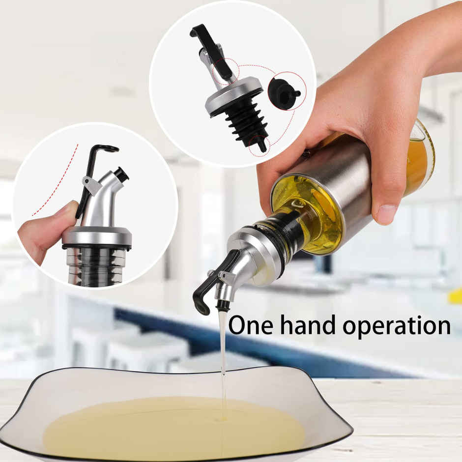 SE7EN Stainless Steel and Glass Oil Dispenser Bottle