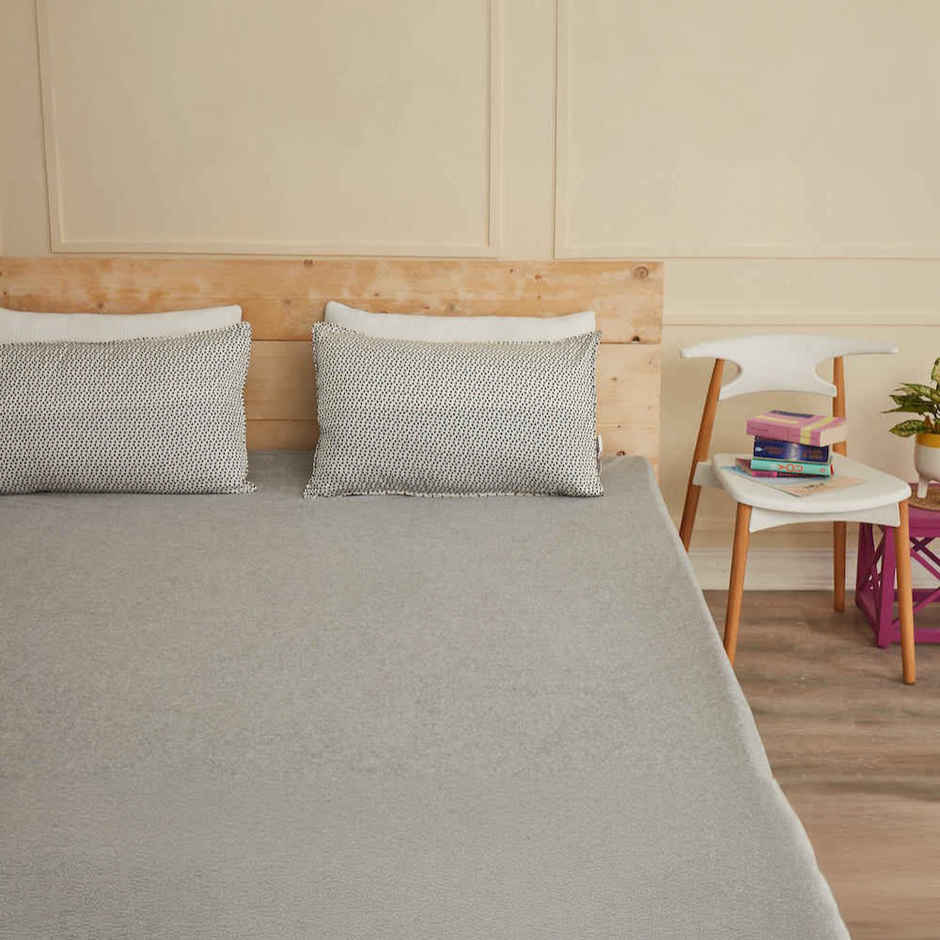 Water Proof Terry Cotton Mattress Protector | Grey | Machine Washable | Super Soft 75x36 Inch