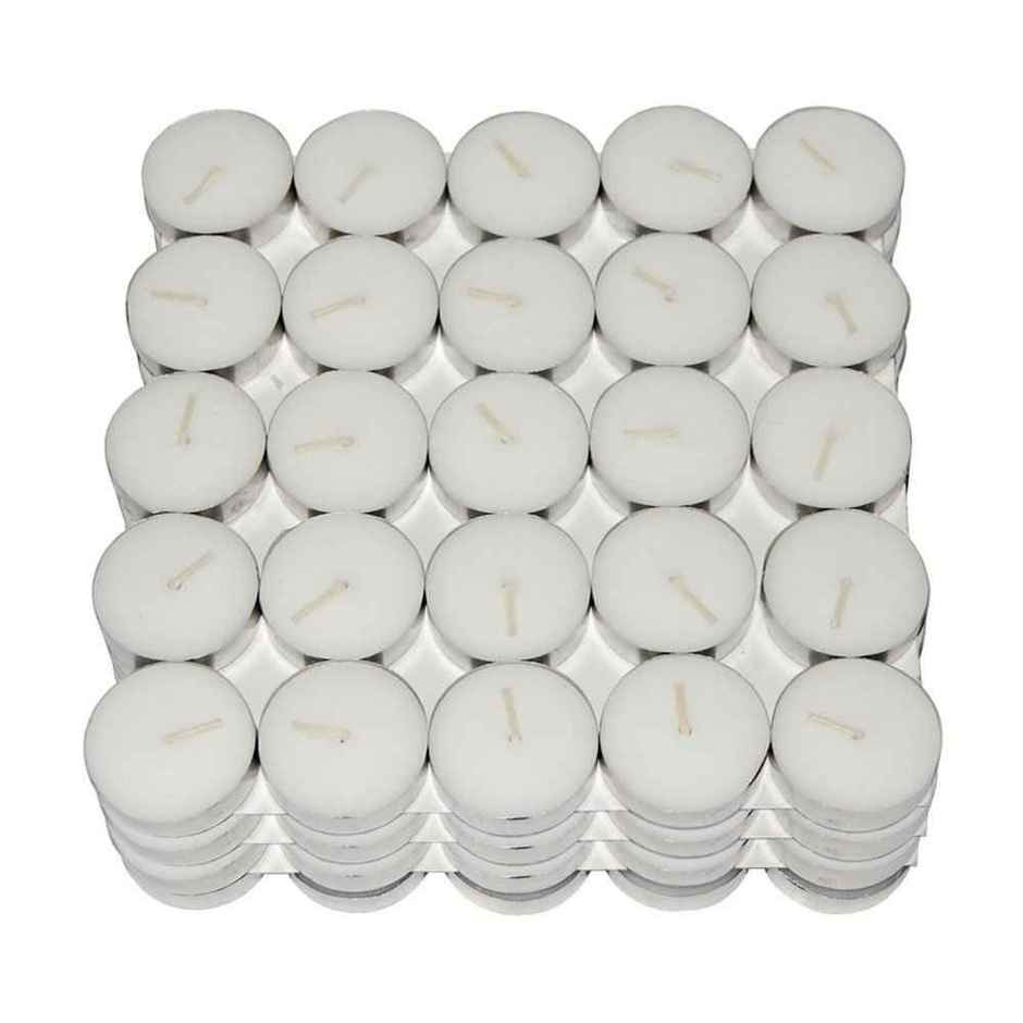 White Wax Unscented Tea Light Candles | Set of 100 | T Light Candles | eCraftIndia
