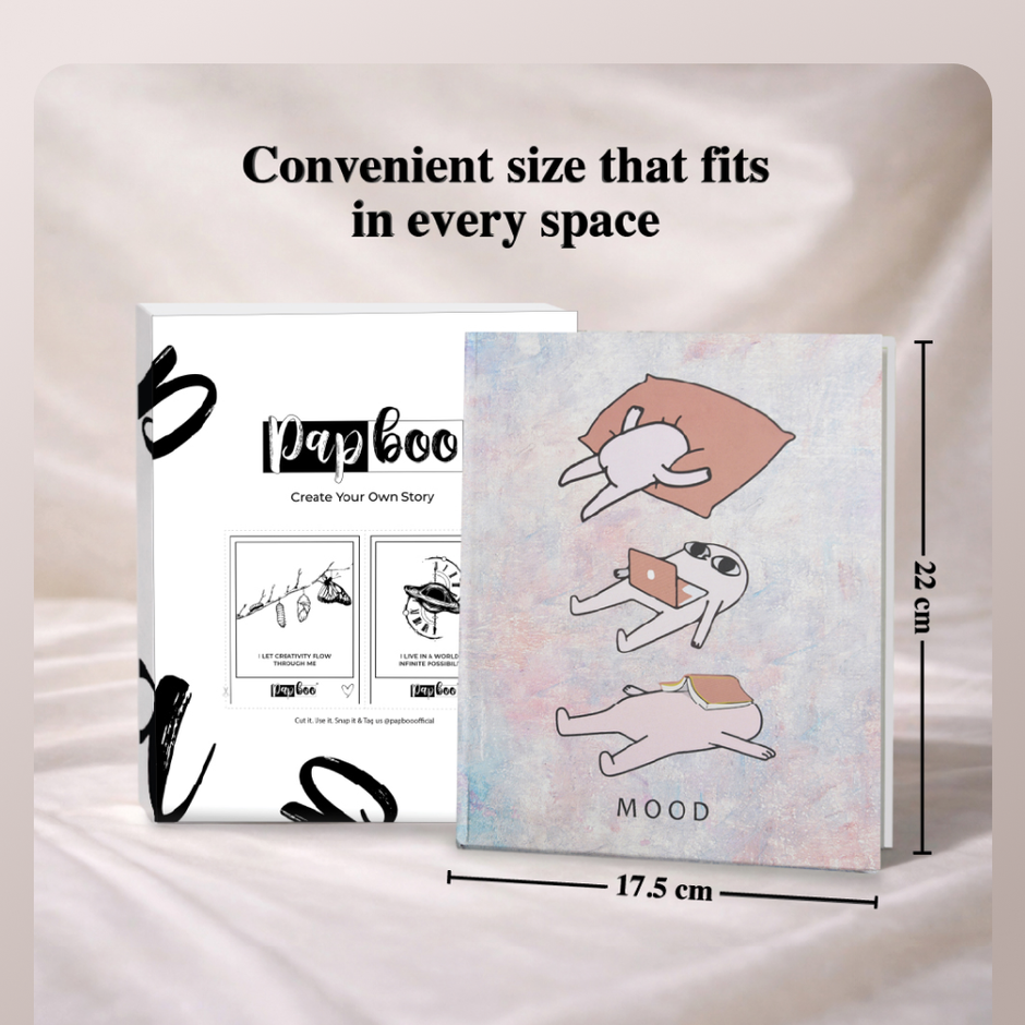 Papboo Mood Single Ruled Hardbound Notebook Diary, (22 X 17.5 Cm), 80 Gsm, 140 Pages