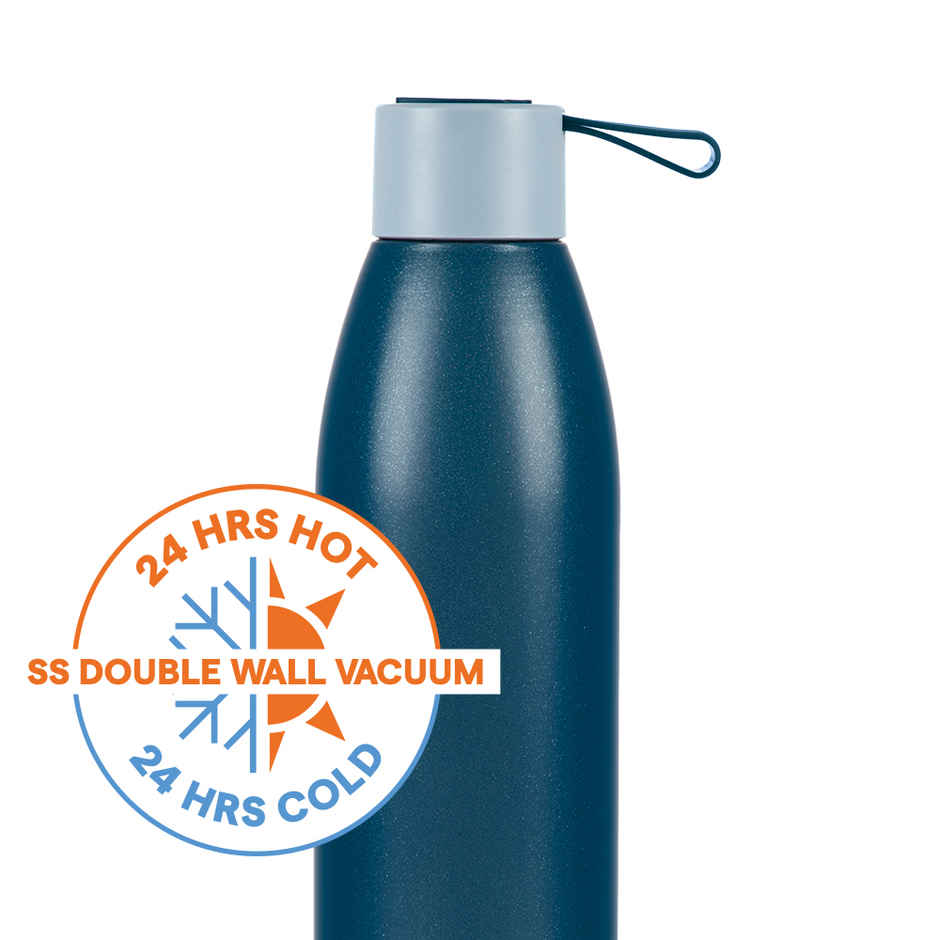Borosil Duomate Double Wall Vacuum Insulated Stainless Steel Bottle | Blue | 750 ml