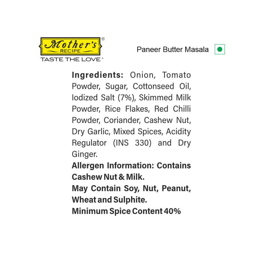 Mother's Recipe Paneer Butter Masala Mix