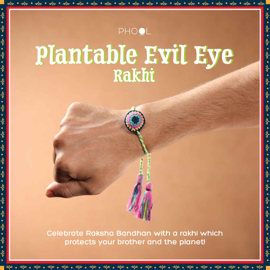 Evil Eye Plantable Rakhi for Brother | Handcrafted & Eco Friendly (Phool)