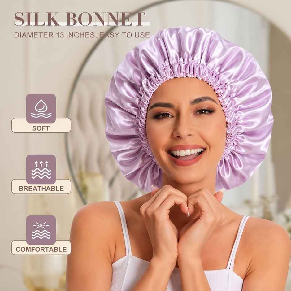 Bronson Professional Luxury Satin Hair Bonnet Cap For Sleeping For Women & Girls | Color May Vary