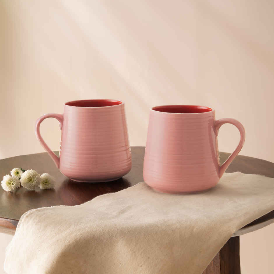 Borosil Porcelia Bello Blush Tea Coffee Porcelain Mug Set Microwave Dishwasher Safe