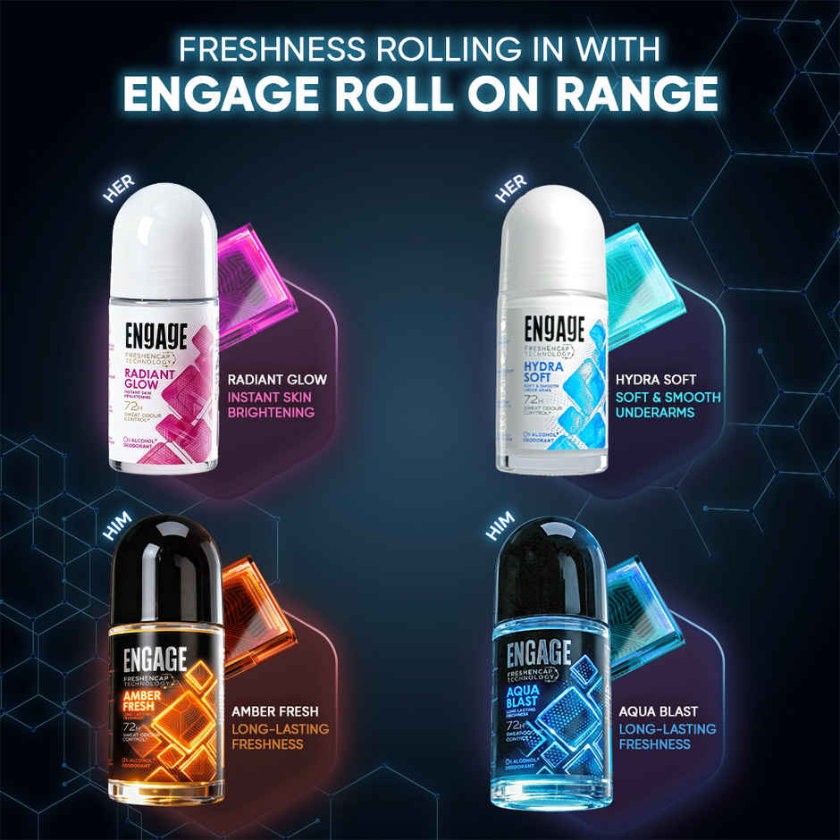 Engage Radiant Glow Underarm Roll-On Women | Instant Skin Brightening | 72hr Protection