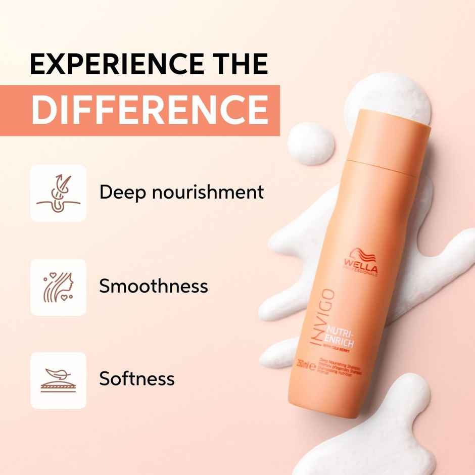 Wella Professionals Invigo Nutri Enrich Shampoo for Frizzy & Dry, Damaged Hair with Goji Berry
