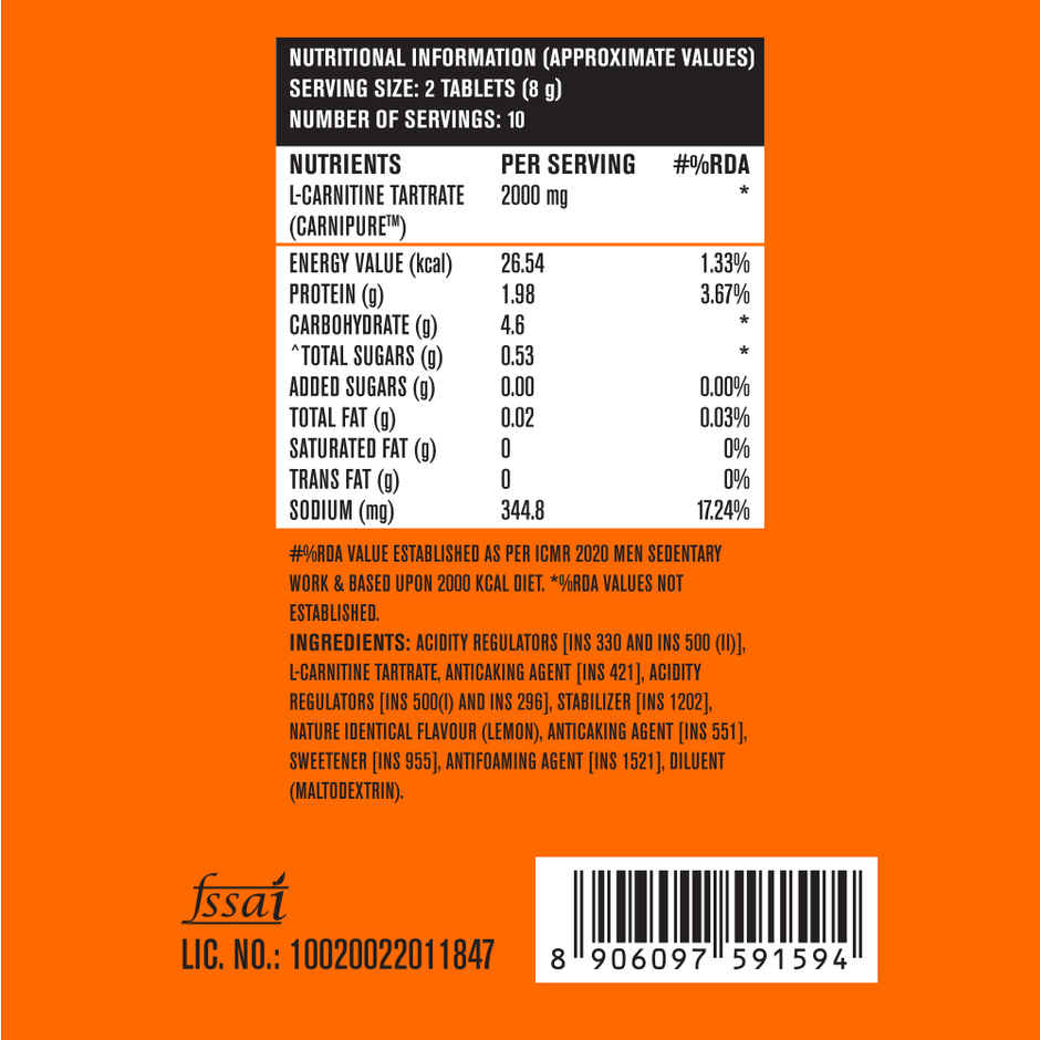 Fast&Up Fat Burner L-Carnitine For Weight Loss - Lemon flavour