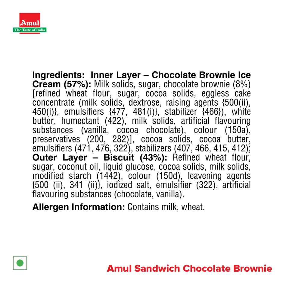 Amul Icecream Sandwich Chocolate Brownie Gold