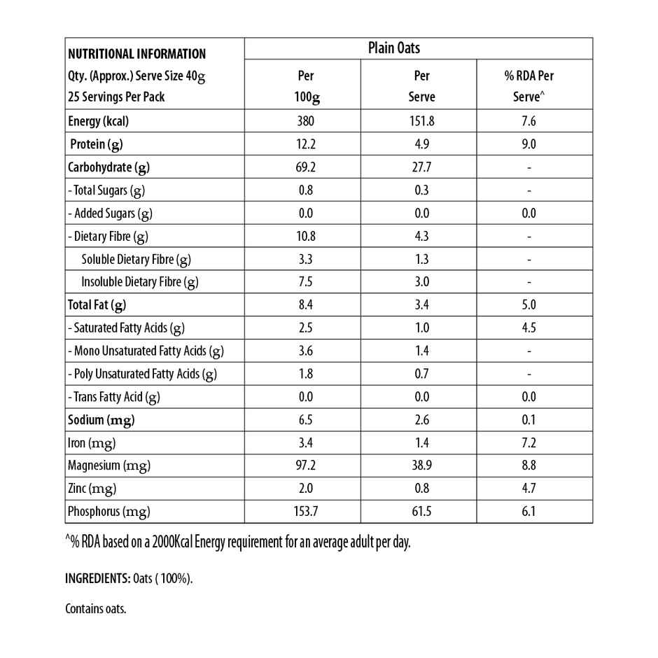 Sundrop Heart Plain Oats