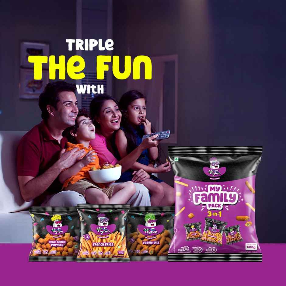 HyFun My Family Pack | 3-in-1 French Fries, Chilli Garlic Poppers & Veggie Stix | Frozen