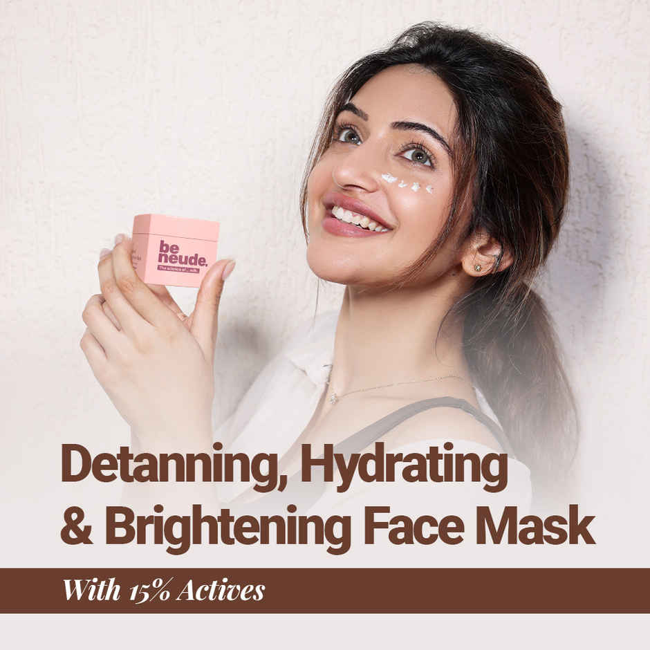 Be Neude Instant Detanning + Hydrating + Brightening Face Mask, Dry Skin Friendly | Unmask