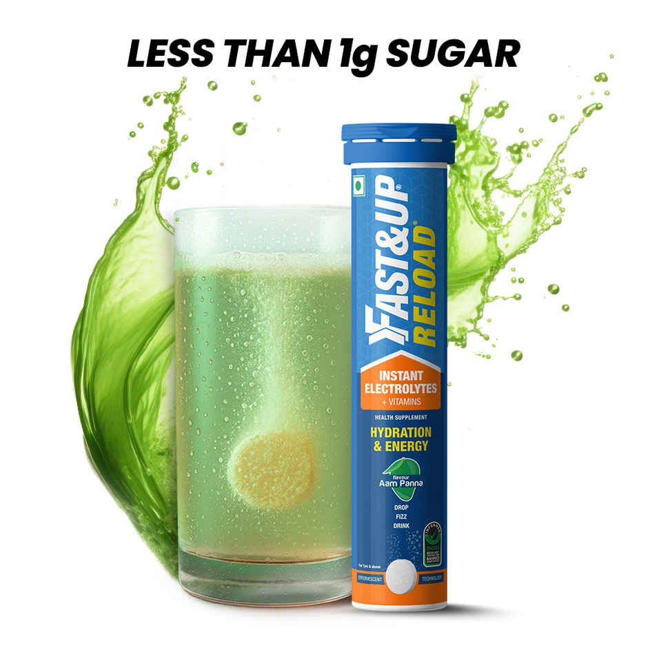 Fast&Up Reload Low Sugar Instant Hydration with 5 Essential Electrolytes | Aam Panna