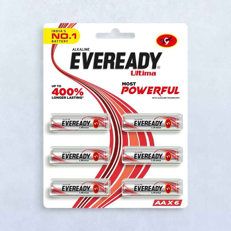 Eveready Ultima Alkaline AA Battery, 400 % Long-lasting|Pack of 6
