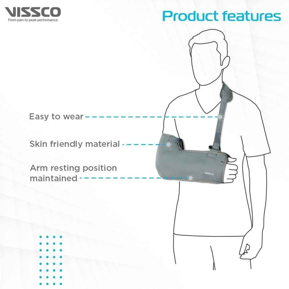 Vissco Arm Pouch Sling (Moderate Support) Grey L