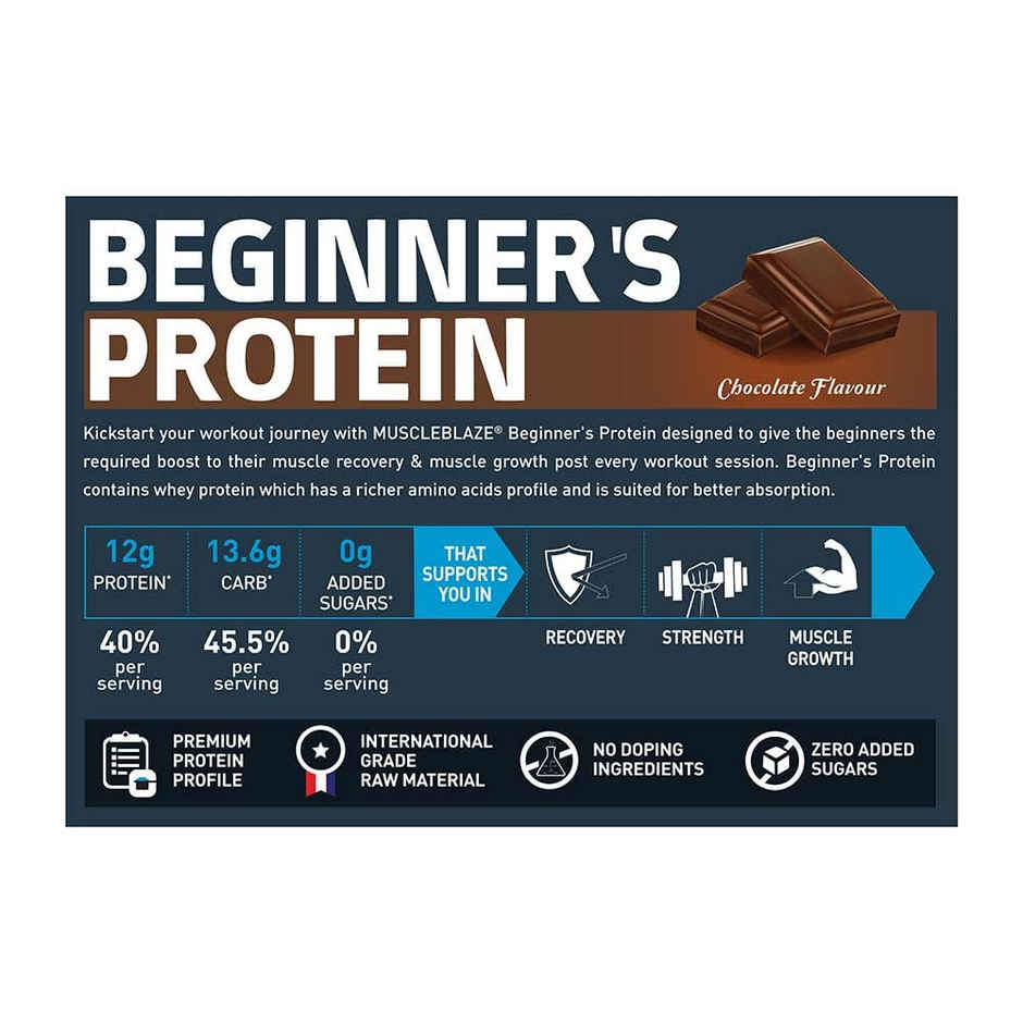 MuscleBlaze Beginner's Whey Protein Powder (Chocolate)