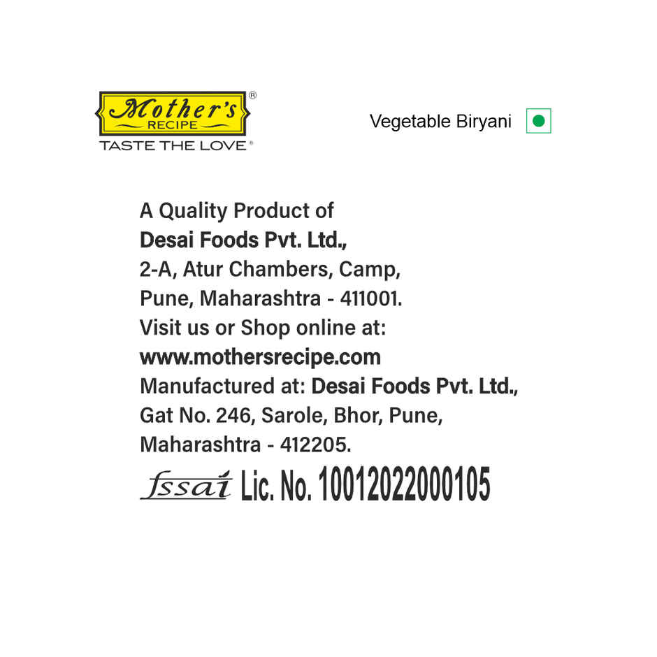 Mothers Recipe VEG Biryani Masala Mix