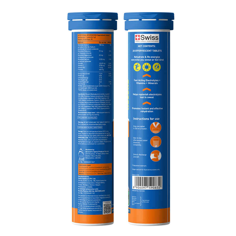 Fast&Up Reload Energy Drink Low Sugar Electrolyte - Orange Flavour